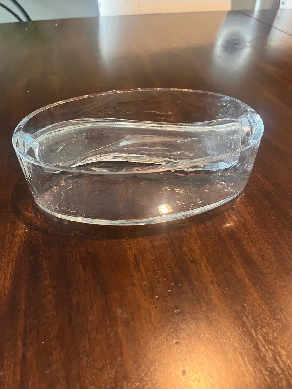 Clear Glass Decorative Dish with Curved Divider